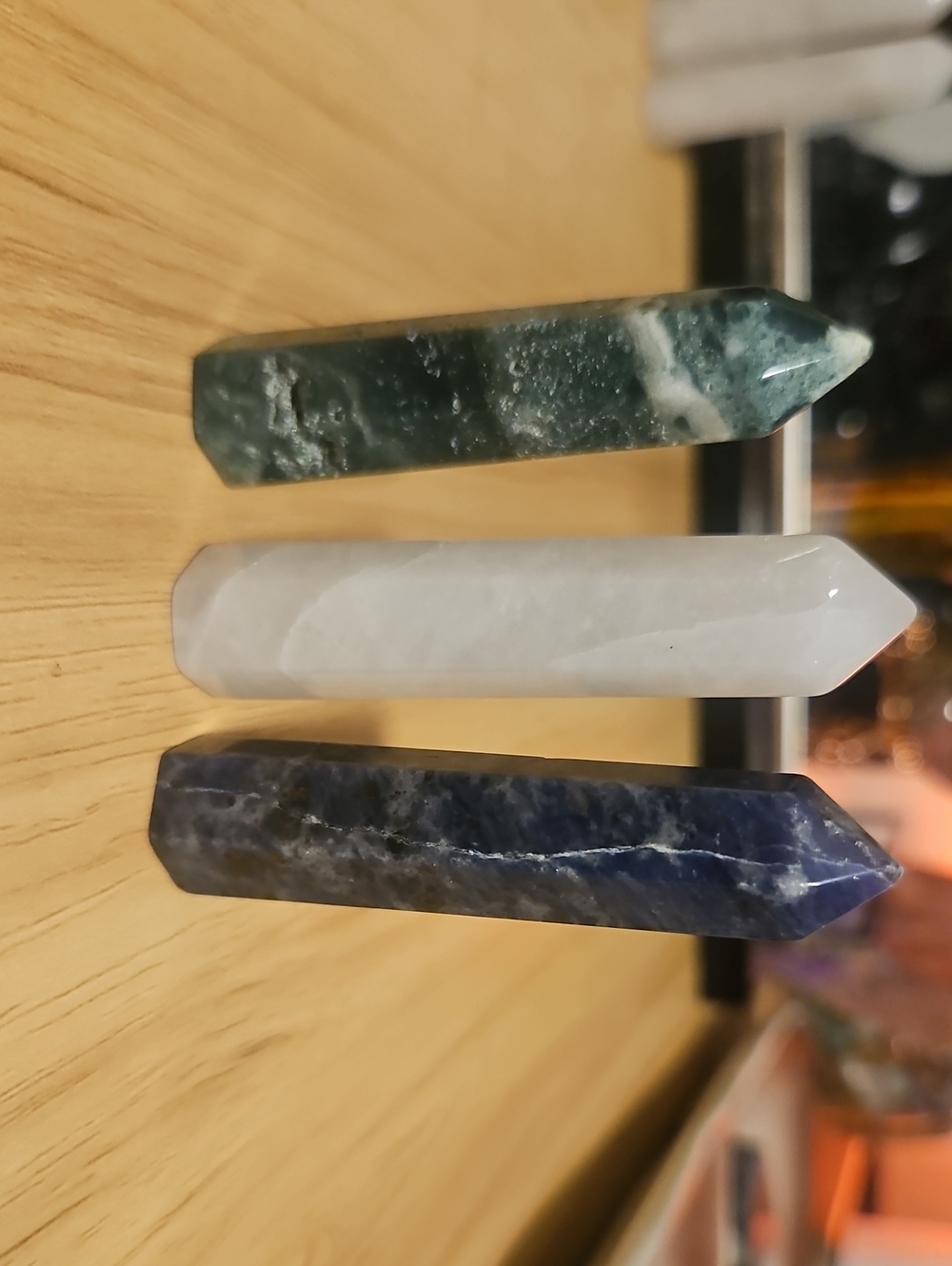 Triple Crystal Wands — Green, White, Blue